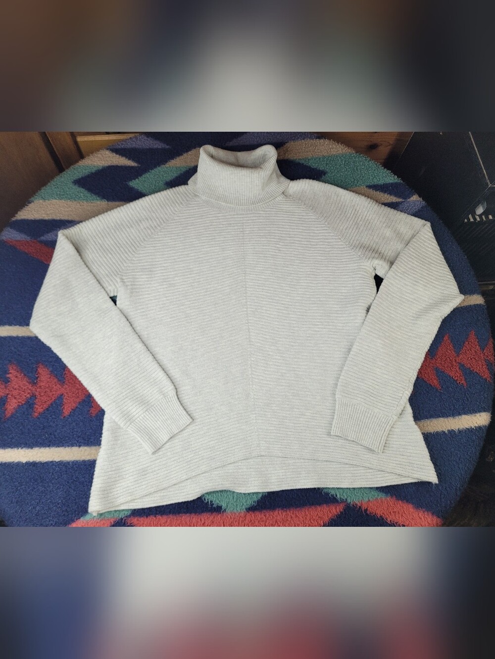 Kuhl Solace Turtleneck Sweater Womens Medium Ivory Ribbed Cowl Neck